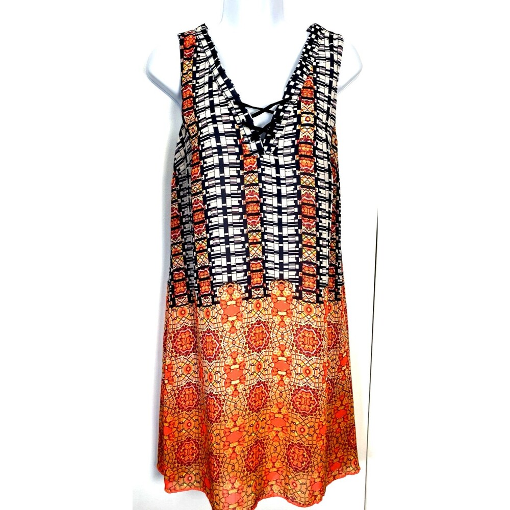 My Michelle V Neck Sleeveless Lined Boho Dress Size L